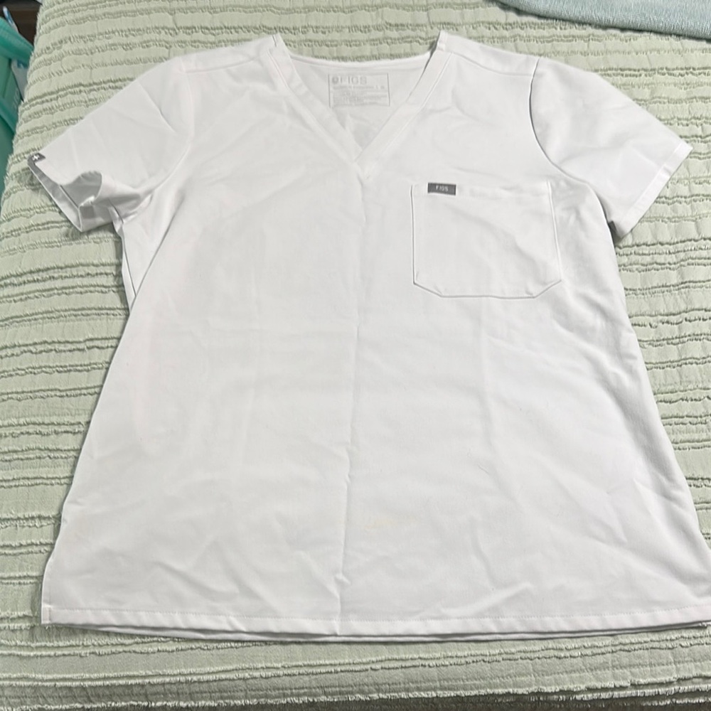 Figs Women's Crisp White V-Neck Scrub Top
